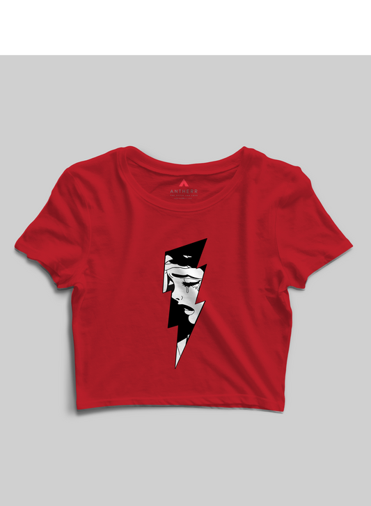 "BROKEN" - HALF-SLEEVE CROP TOP's RED