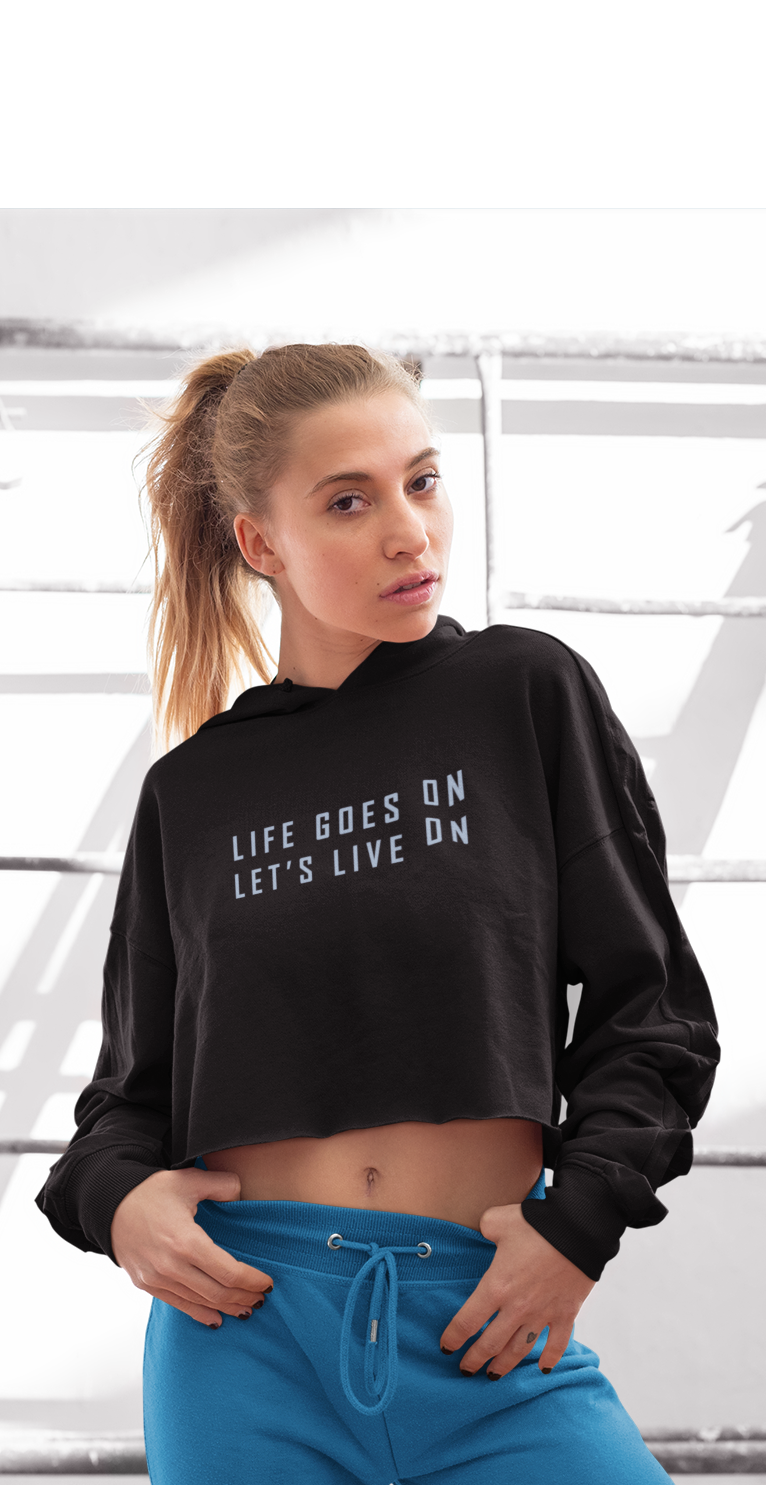 Life Goes On, Let's Live On : BTS - Winter Crop Hoodies BLACK