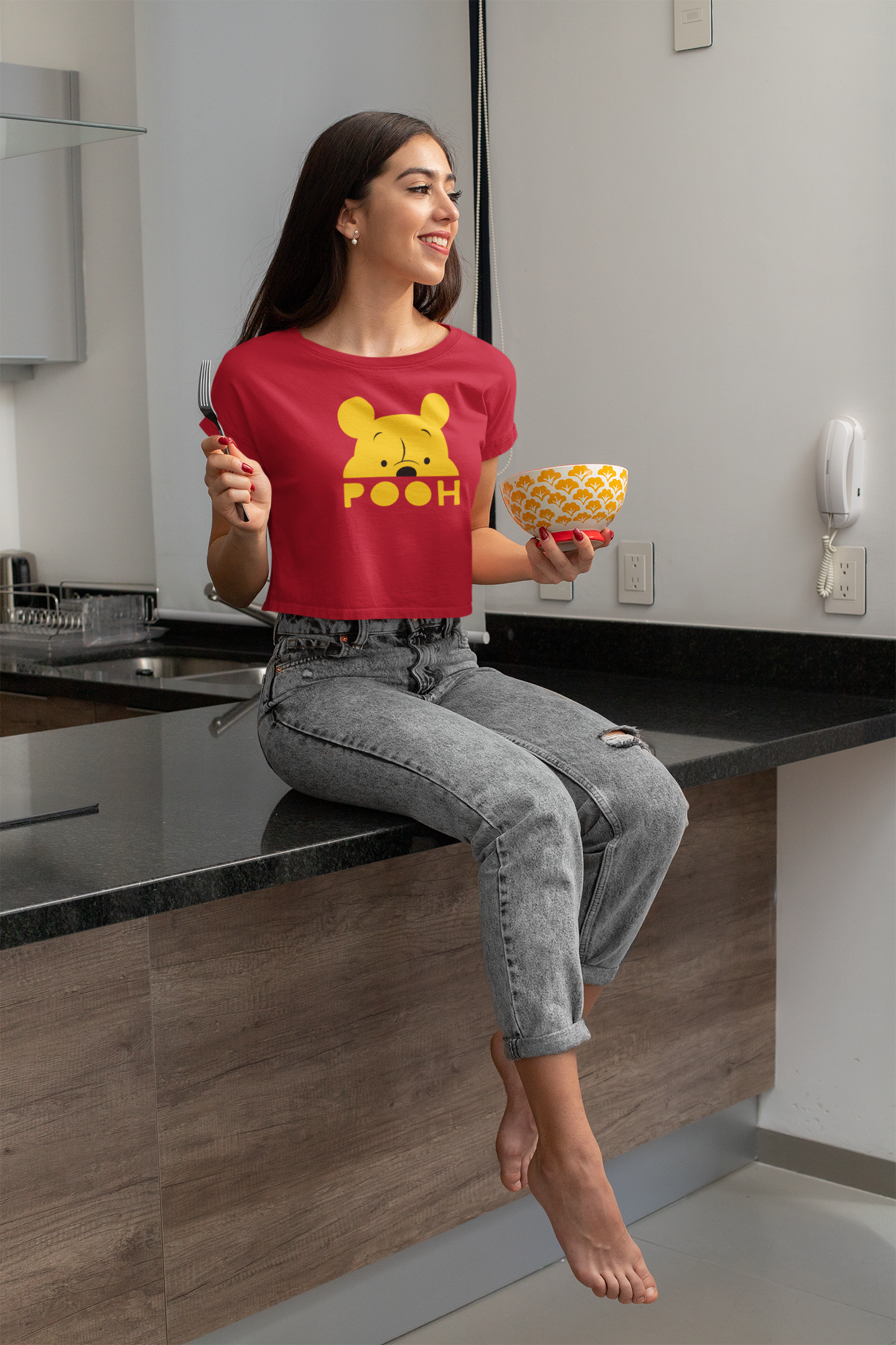 POOH : Winnie the Pooh & Pals -HALF-SLEEVE CROP TOPS