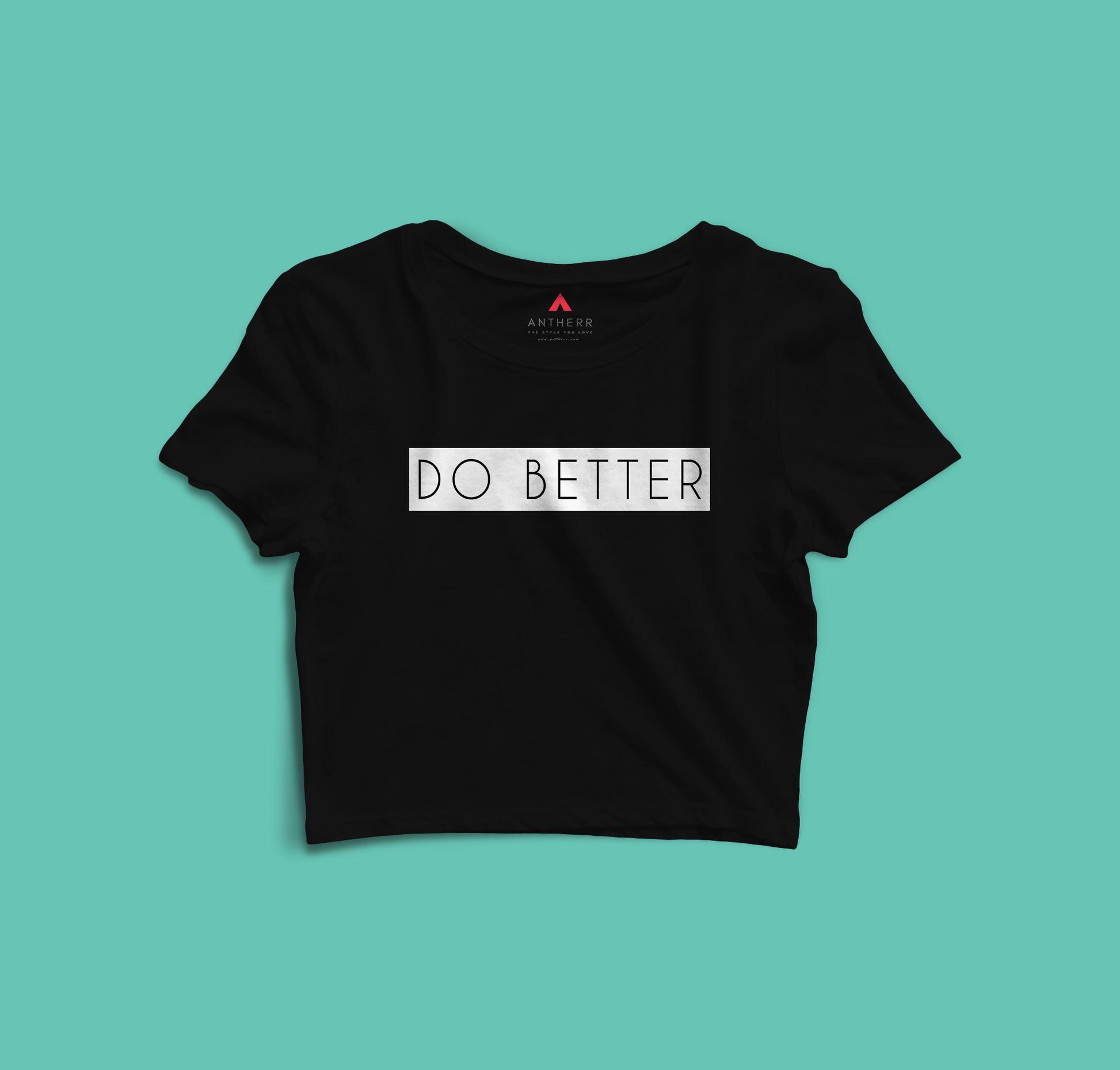 "DO BETTER" - HALF-SLEEVE CROP TOP's BLACK