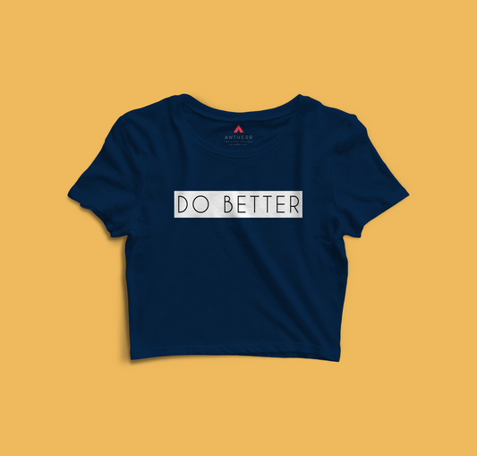 "DO BETTER" - HALF-SLEEVE CROP TOP's NAVY BLUE