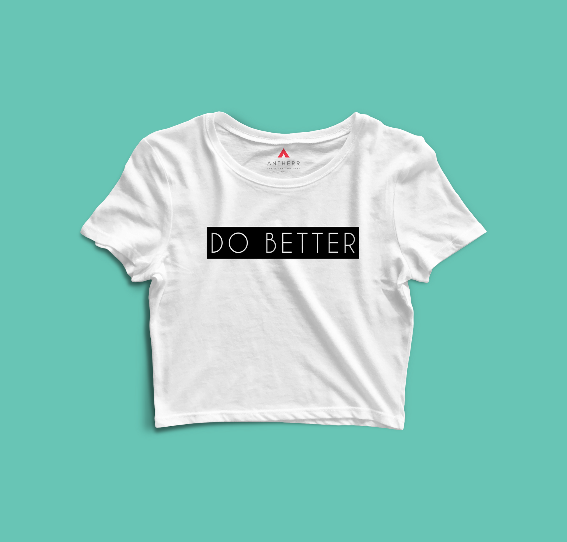 "DO BETTER" - HALF-SLEEVE CROP TOP's WHITE