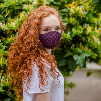 Heart Pattern : Printed Tetra Shield Protection Mask (PACK OF 3) L : 11.25 x 6.75 Inches (H x W)