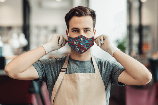 "Blue & Red Boo Doodle Patterns"- Printed Tetra Shield Protection Unisex Mask Male