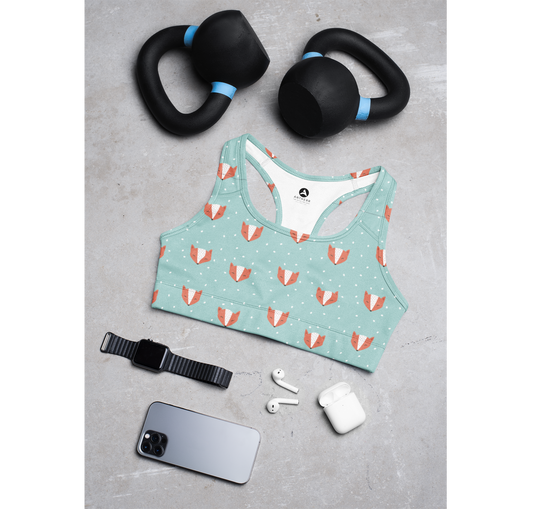 Cute Fox Doodles Sports Bra
