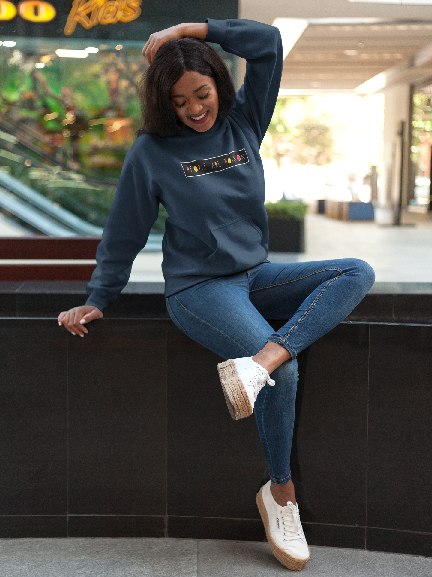 "PEOPLE ARE POISON" - WINTER UNISEX HOODIES NAVY BLUE
