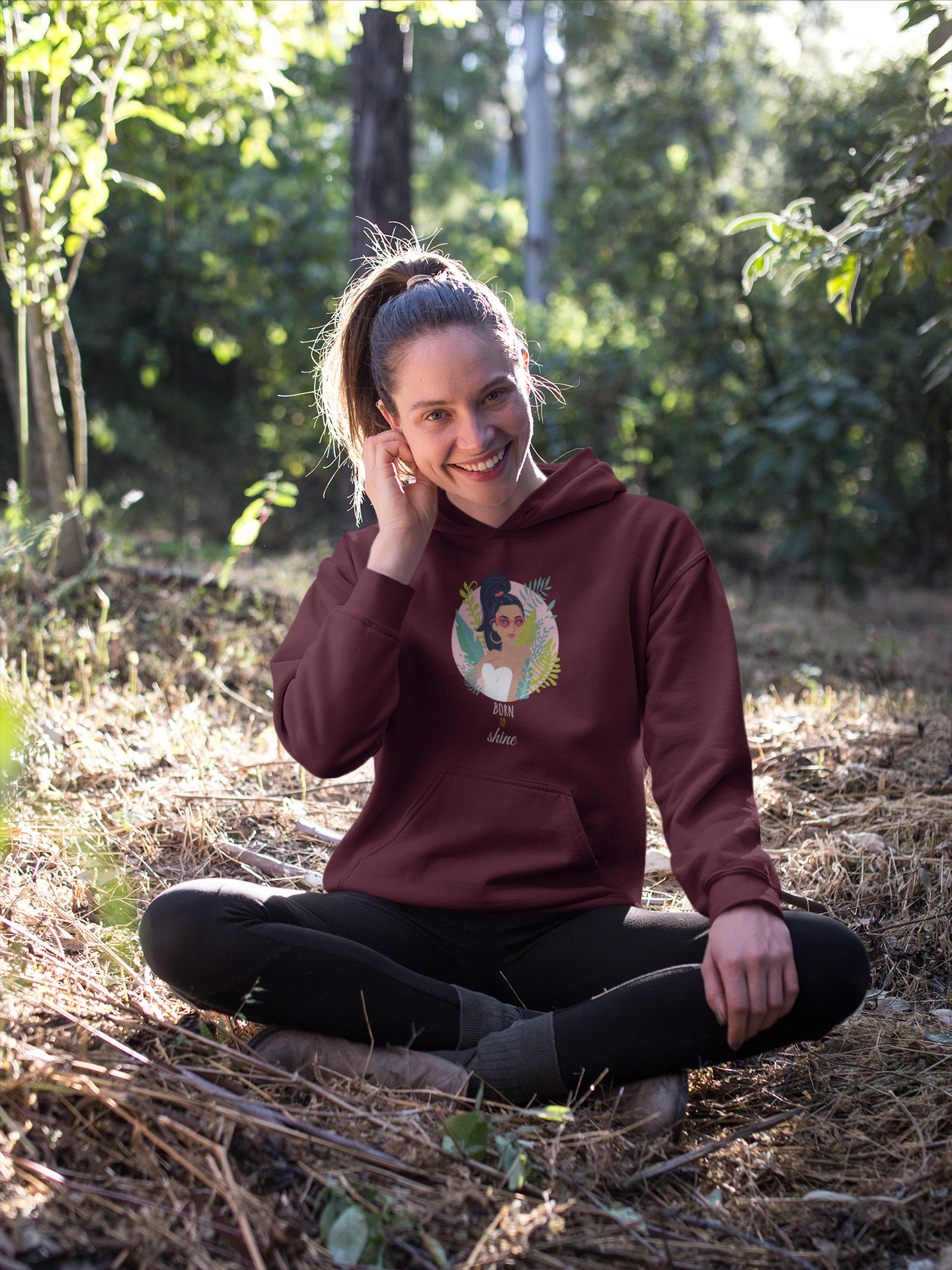 "BORN TO SHINE"- WINTER WOMEN HOODIES MAROON