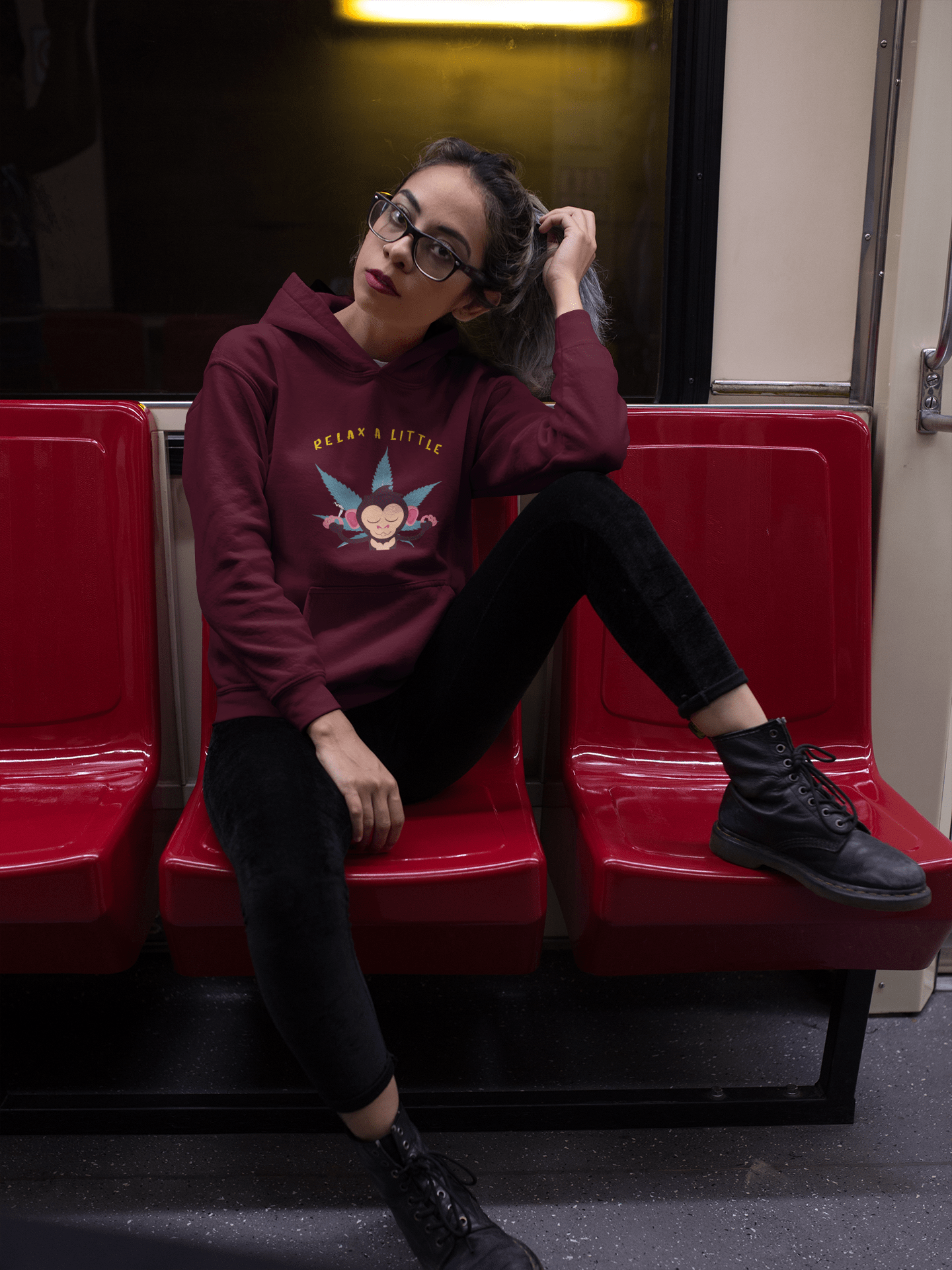 "RELAX A LITTLE" - WINTER HOODIES MAROON