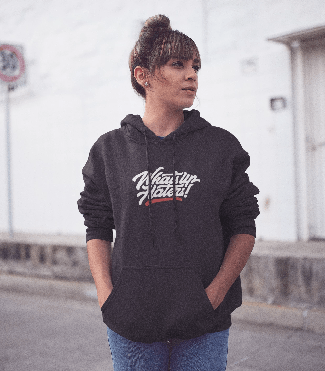 " Whatsup Haters "- UNISEX HOODIES BLACK WOMEN