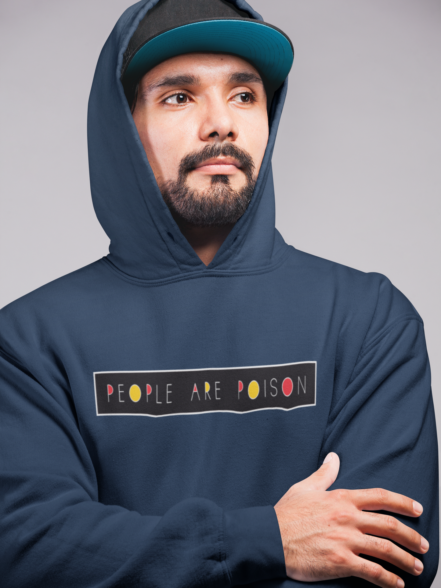 "PEOPLE ARE POISON" - WINTER HOODIES NAVY BLUE