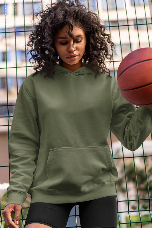 Basic Olive Green Winter Hoodies OLIVE GREEN