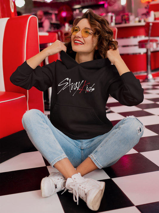 Stray Kids Logo- WINTER HOODIES BLACK