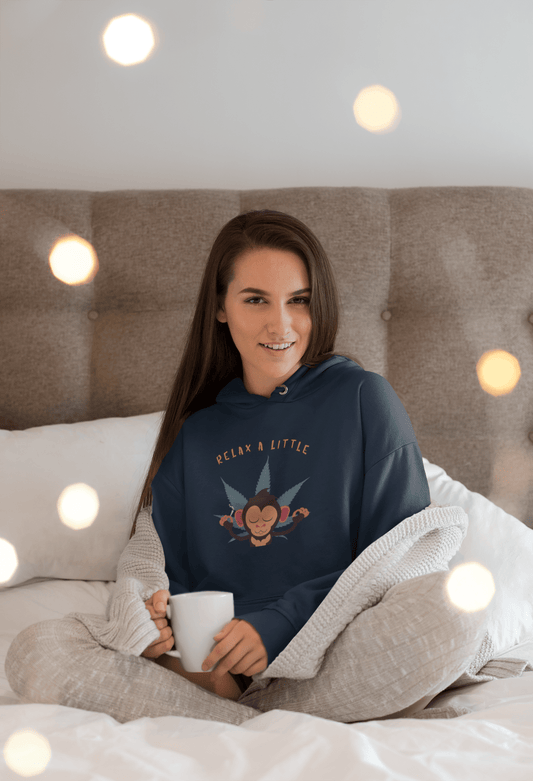 "RELAX A LITTLE" - WINTER HOODIES NAVY BLUE