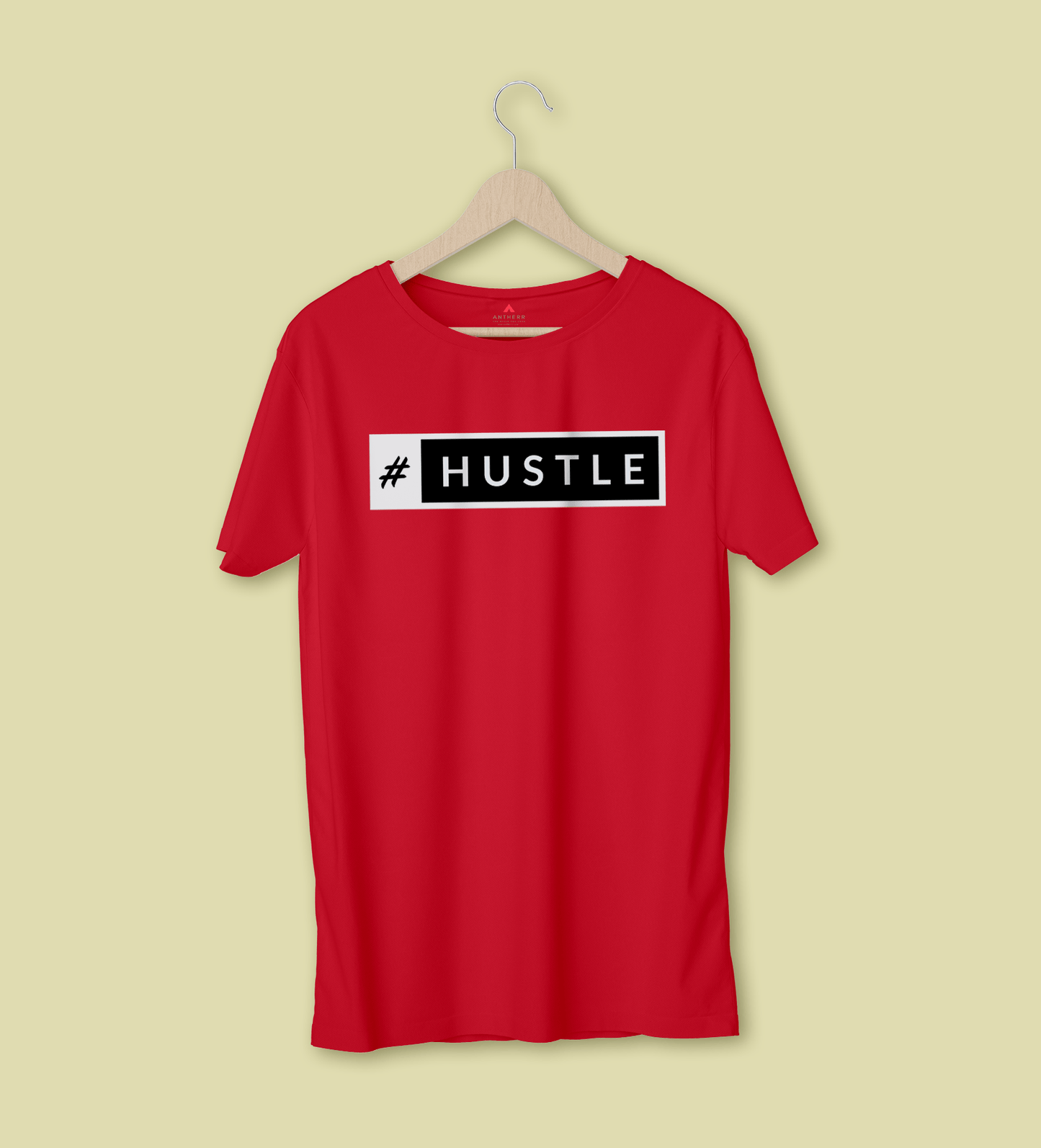 #HUSTLE HALF-SLEEVE T-SHIRT (RED) - antherr