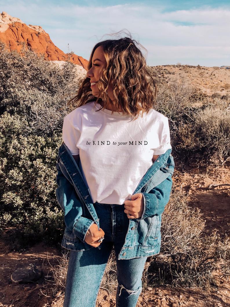 Be Kind To Your Mind - MINIMAL: Unisex Half-Sleeve T-Shirt WHITE