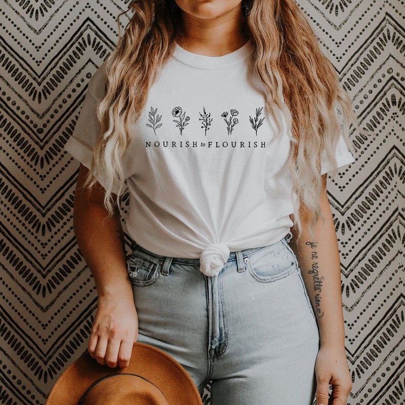 Nourish To Flourish - MINIMAL: Unisex Half-Sleeve T-Shirt