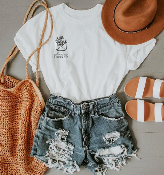 Choose Kindness - MINIMAL : Unisex Half-Sleeve T-Shirt WHITE