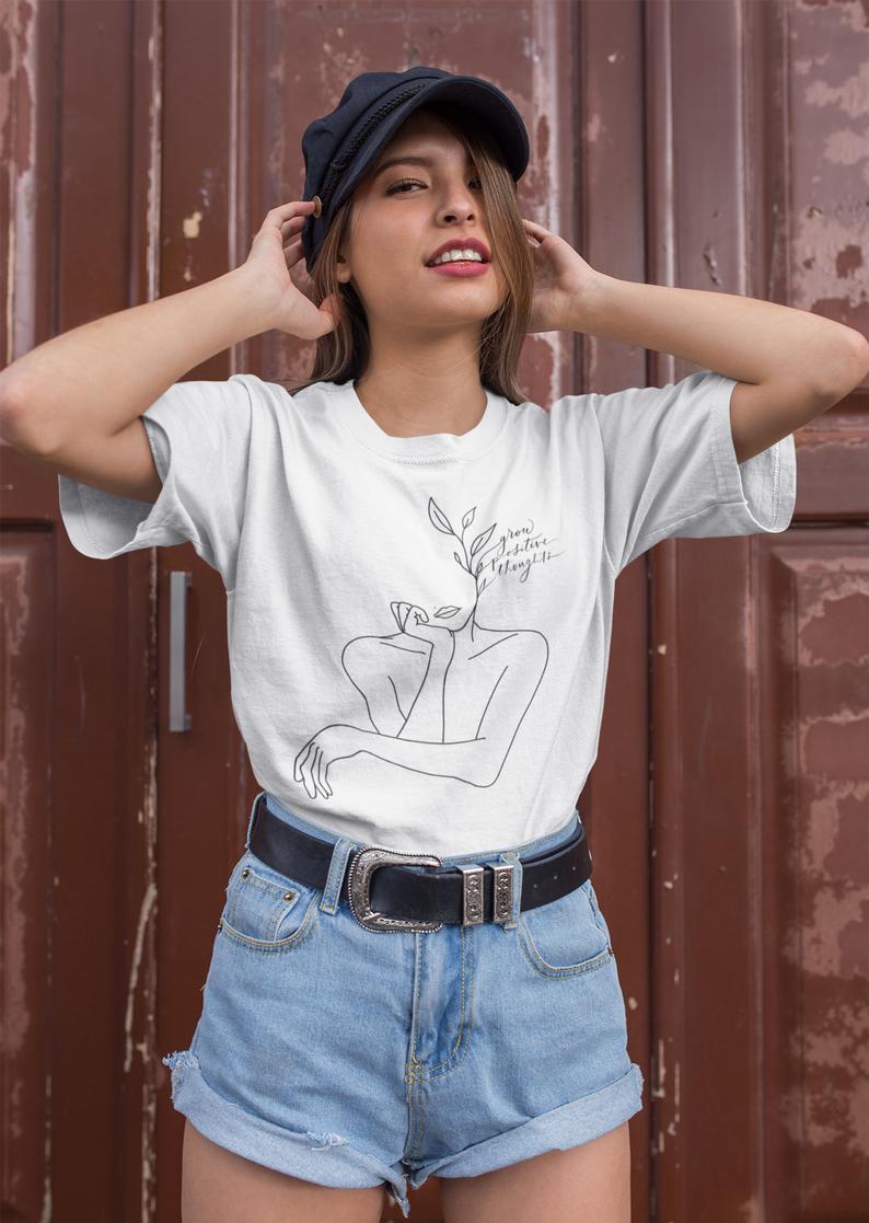 Grow Positive Thoughts - MINIMAL: Unisex Half-Sleeve T-Shirt