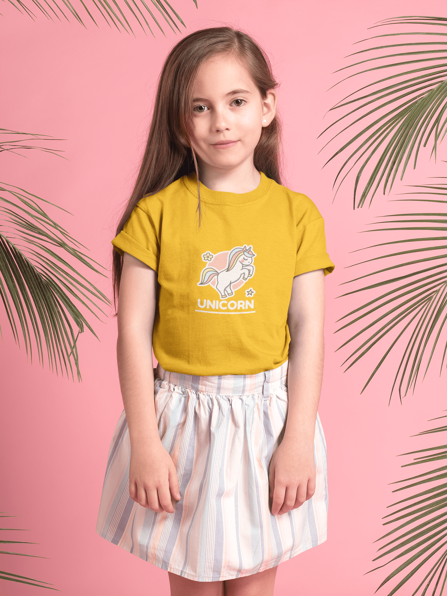"UNICORN" KIDS HALF-SLEEVE T-SHIRTS YELLOW