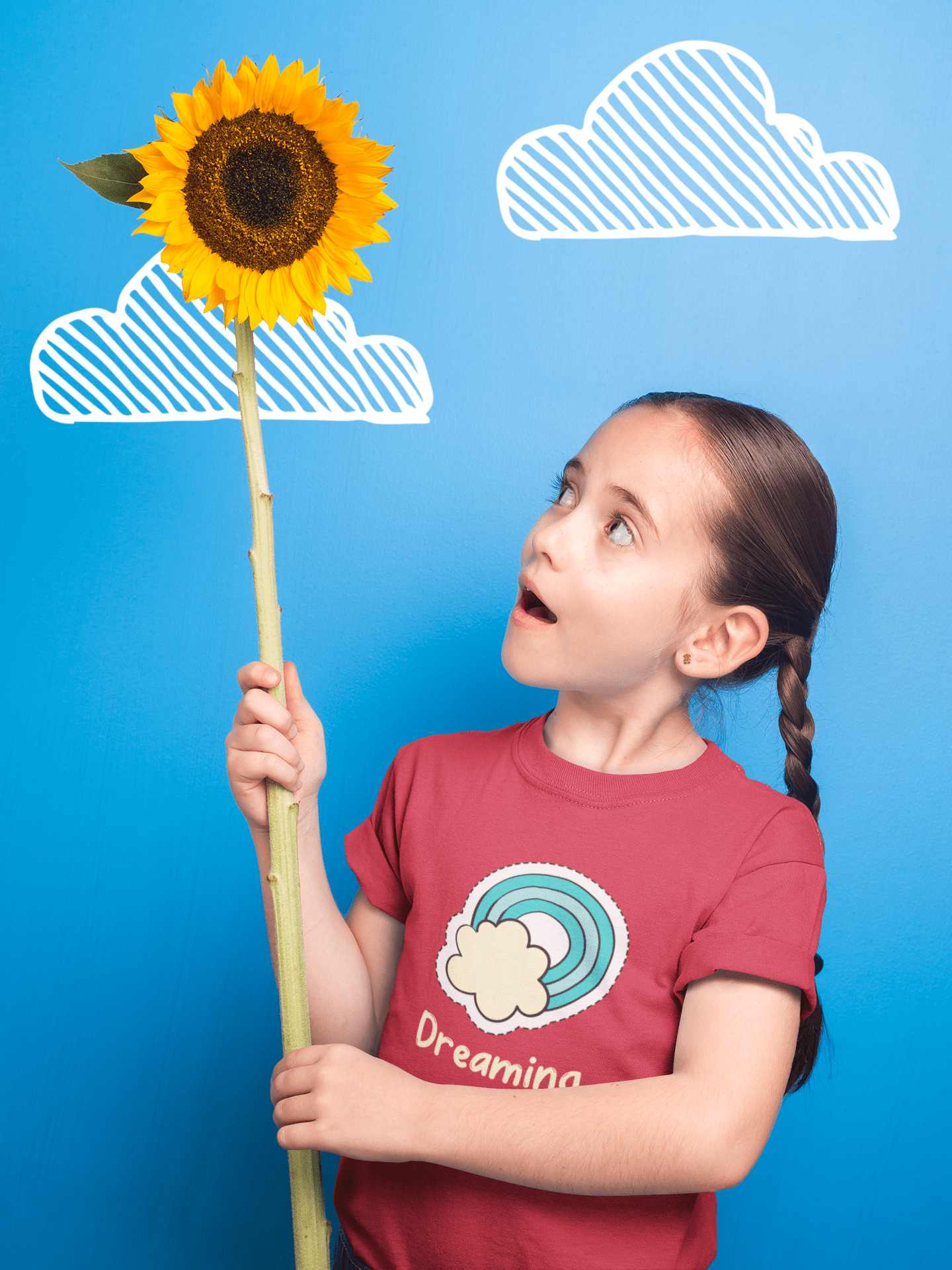 " DREAMING " KIDS HALF-SLEEVE T-SHIRTS RED