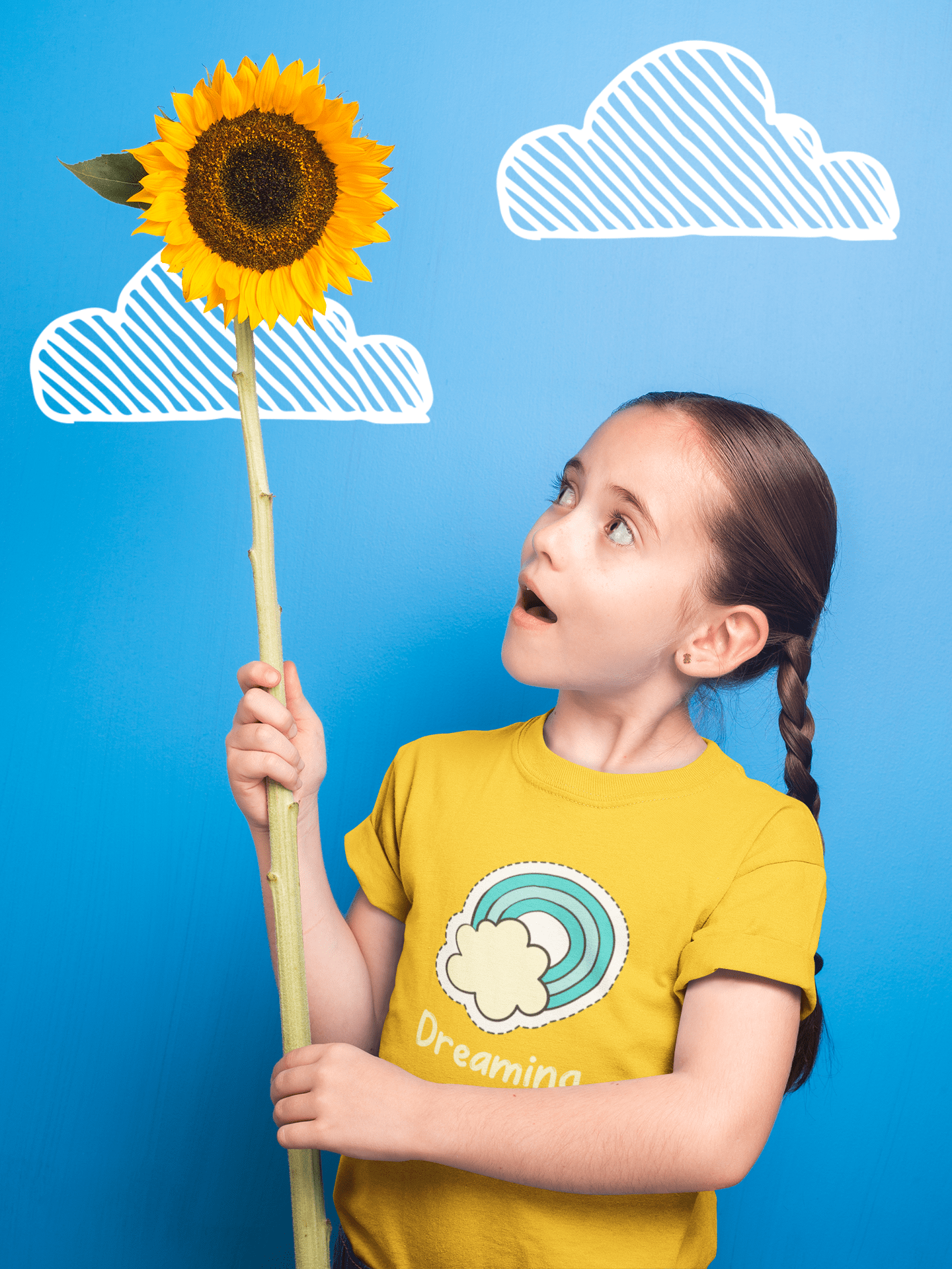 " DREAMING " KIDS HALF-SLEEVE T-SHIRTS YELLOW