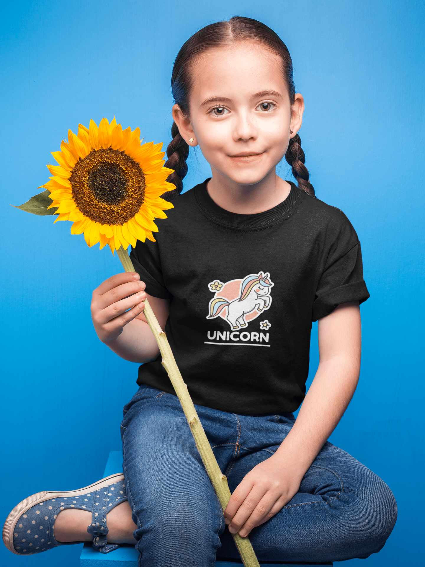 "UNICORN" KIDS HALF-SLEEVE T-SHIRTS BLACK