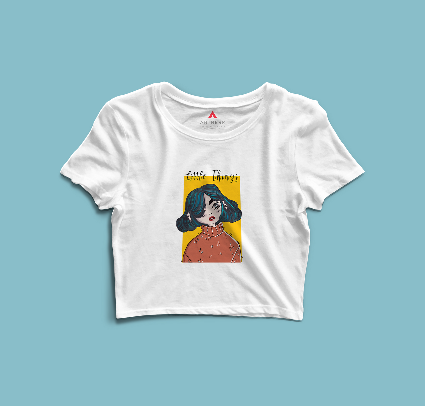 "LITTLE THINGS" - HALF-SLEEVE CROP TOPS WHITE