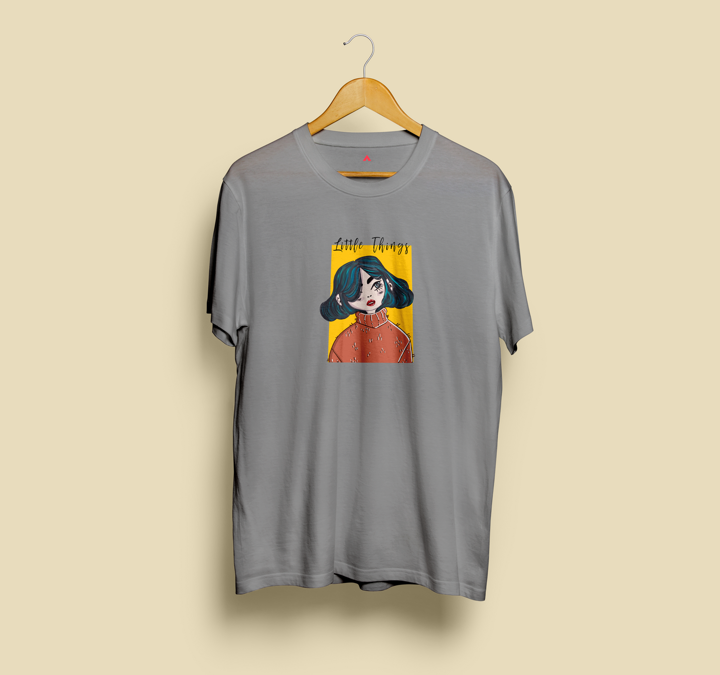 "LITTLE THINGS" HALF-SLEEVE T-SHIRTS GREY