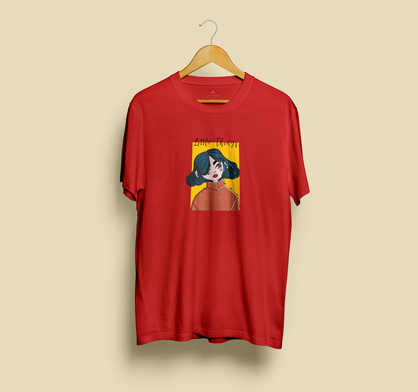 "LITTLE THINGS" HALF-SLEEVE T-SHIRTS RED