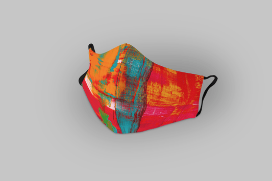 RED AND TEAL : Printed Tetra Shield Protection Mask