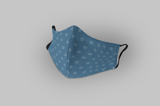 Star Patterm- Printed Tetra Shield Protection Mask L : 11.25 x 6.75 Inches (H x W)