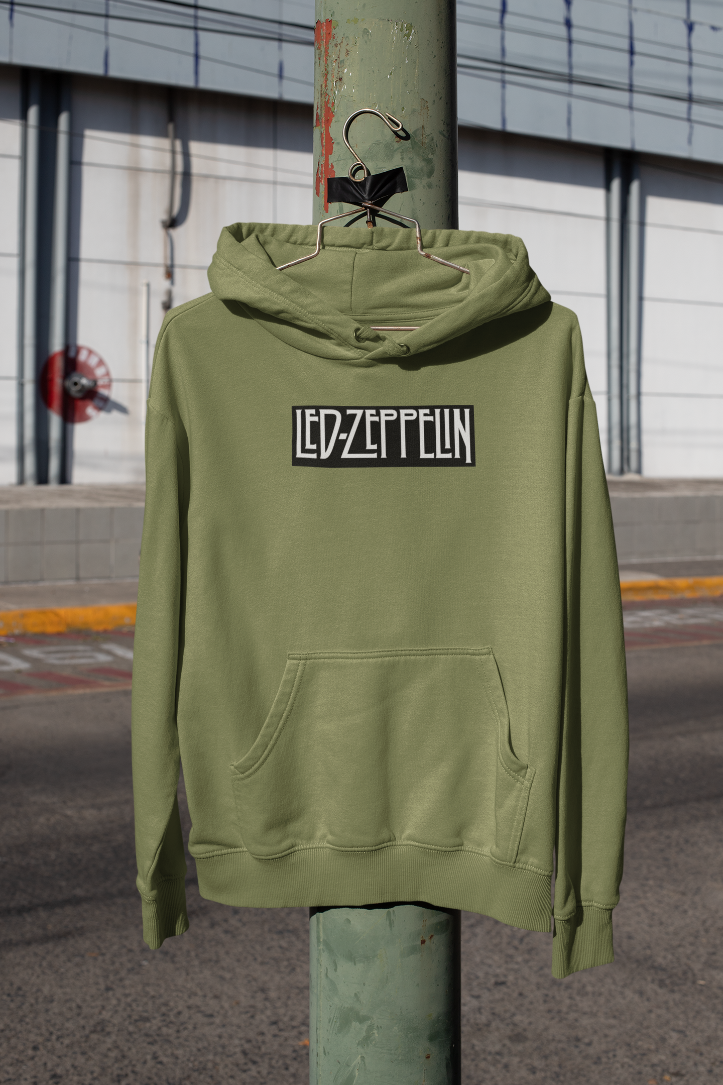 LED ZEPPELIN: MINIMAL- WINTER HOODIES OLIVE GREEN