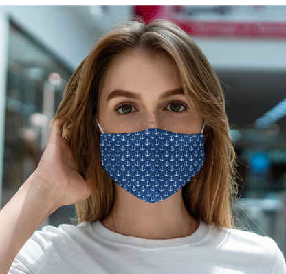 Navy Blue Anchor Pattern : Printed Tetra Shield Protection Mask ( PACK OF 3 ) Female