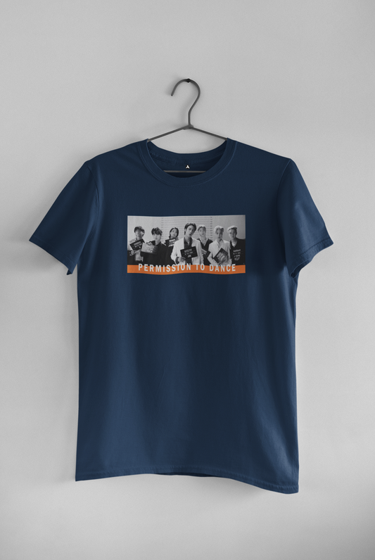 Permission To Dance : BTS-HALF-SLEEVE T-SHIRTS NAVY BLUE