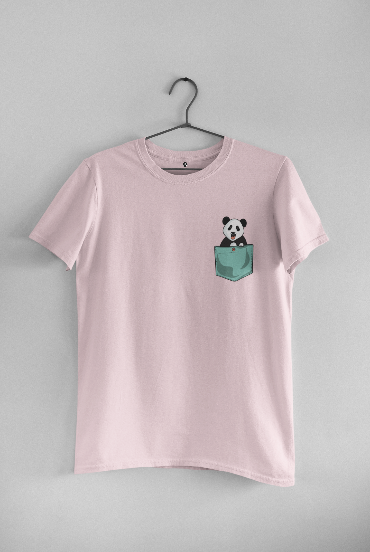 Cute Panda Half-Sleeve Pocket Design T-Shirts BABY PINK