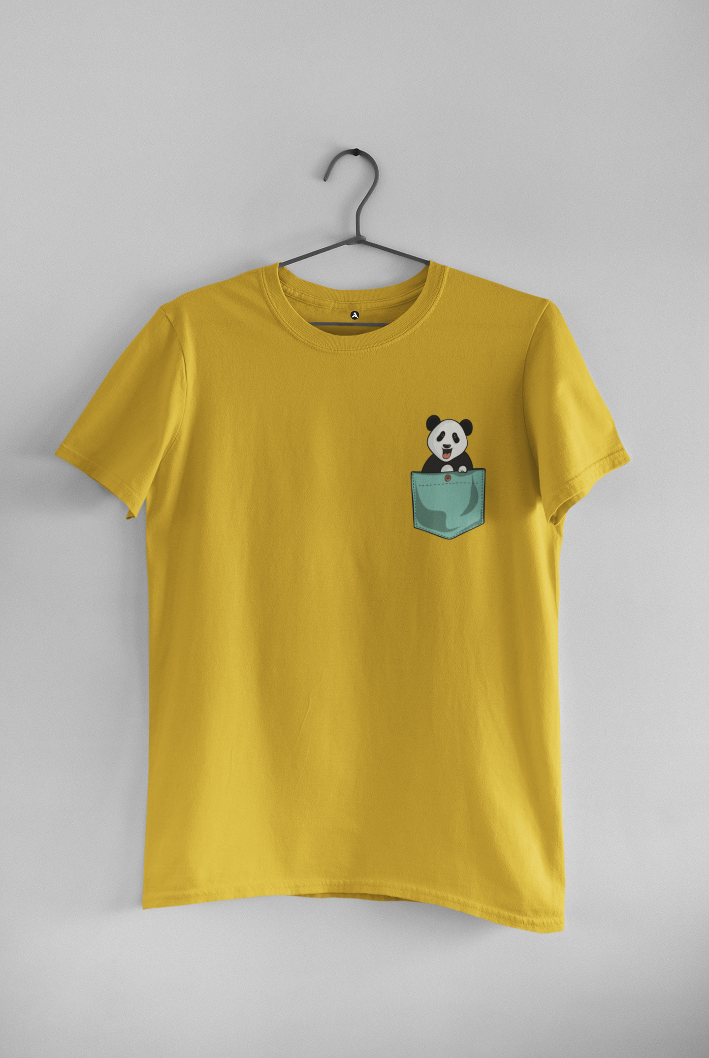 Cute Panda Half-Sleeve Pocket Design T-Shirts YELLOW