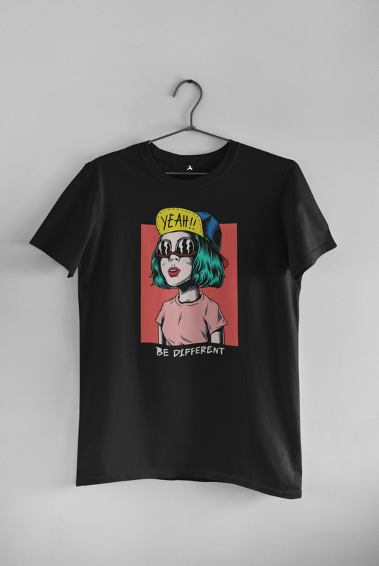 Yeah! Be Different - UNISEX HALF-SLEEVE T-SHIRTS BLACK