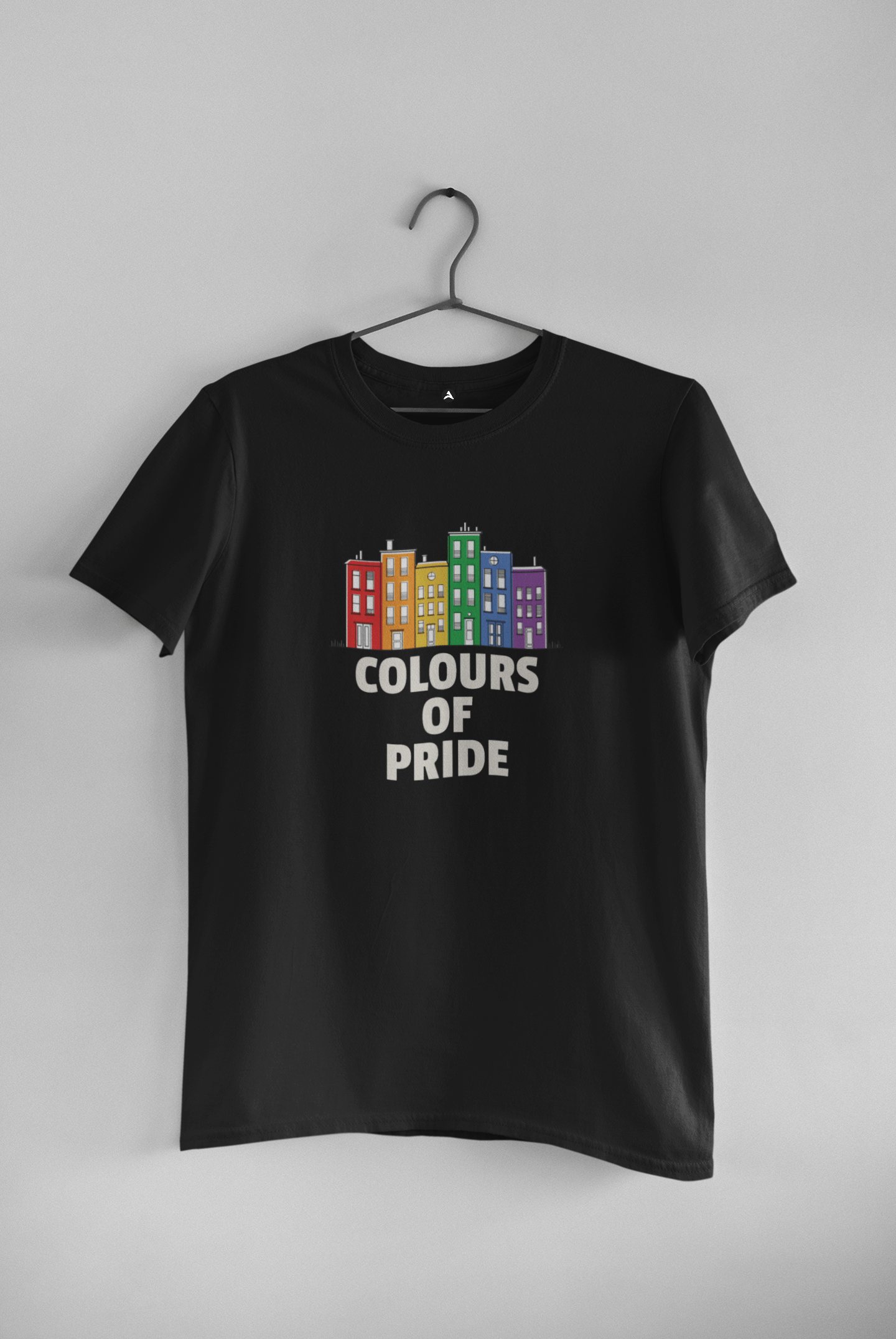 "COLOURS OF PRIDE " HALF-SLEEVE T-SHIRT. BLACK