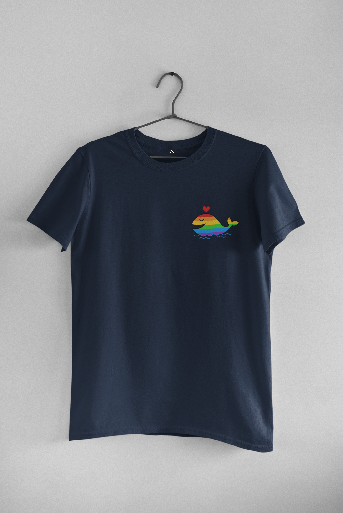 RAINBOW FISH POCKET DESIGN HALF-SLEEVE T-SHIRT.