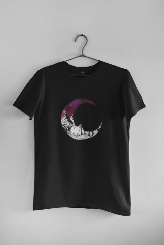 " THE MOON " HALF-SLEEVE T-SHIRT'S BLACK
