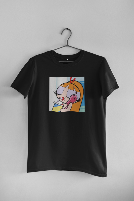 Blossoms - POWERPUFF GIRLS : HALF SLEEVE T-SHIRT BLACK