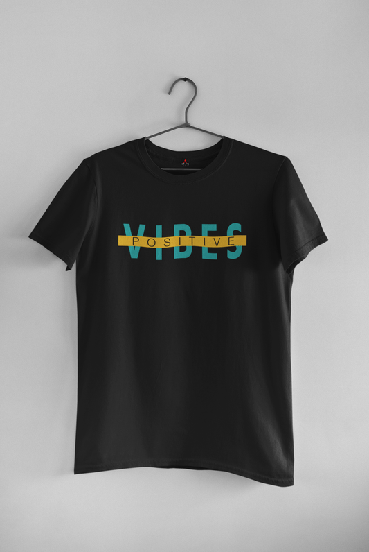 "POSITIVE VIBES"- HALF-SLEEVE T-SHIRT'S BLACK