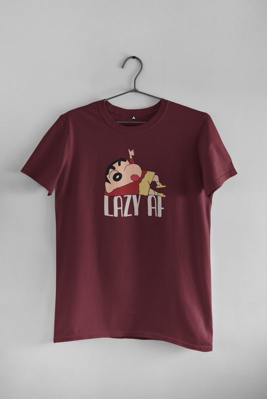 LAZY AF : SHINCHAN - HALF-SLEEVE T-SHIRTS MAROON