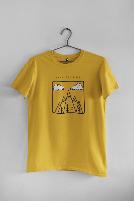 Life Goes On Line Art - BTS : Unisex Half-Sleeve T-Shirt YELLOW