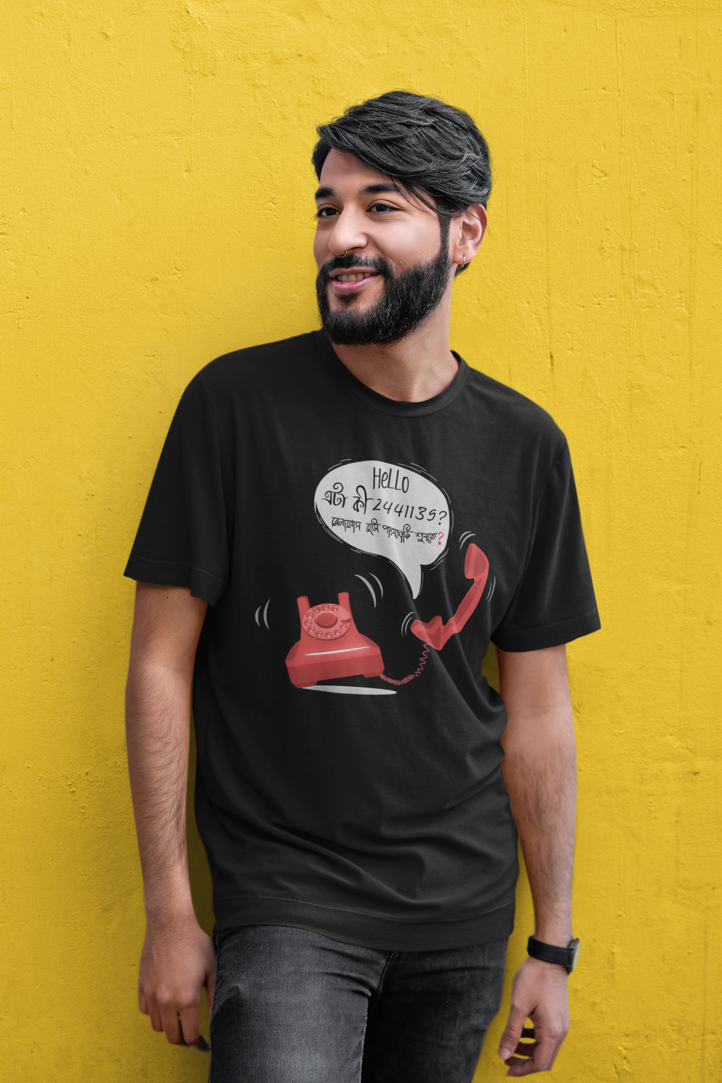 HELLO ETA KI 2241139? : BENGALI FEVER - HALF-SLEEVE T-SHIRT BLACK