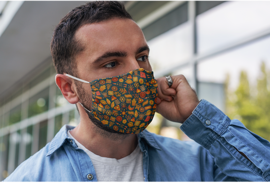 "Tribal Doodle Patterns"- Printed Tetra Shield Protection Mask Male