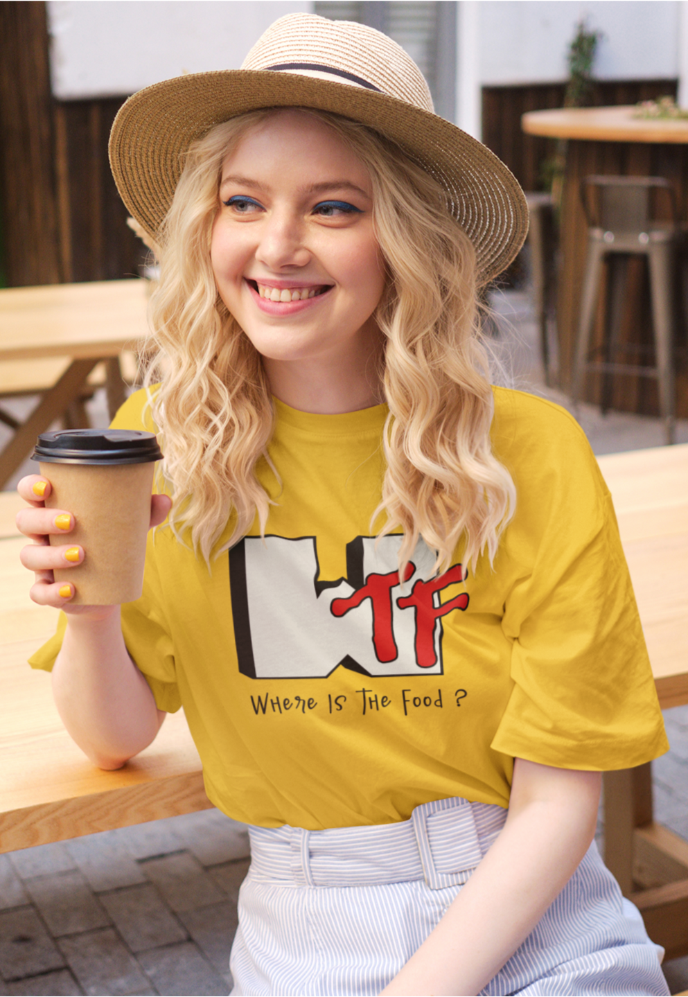 WTF : WHERE IS THE FOOD? - HALF-SLEEVE T-SHIRTS YELLOW