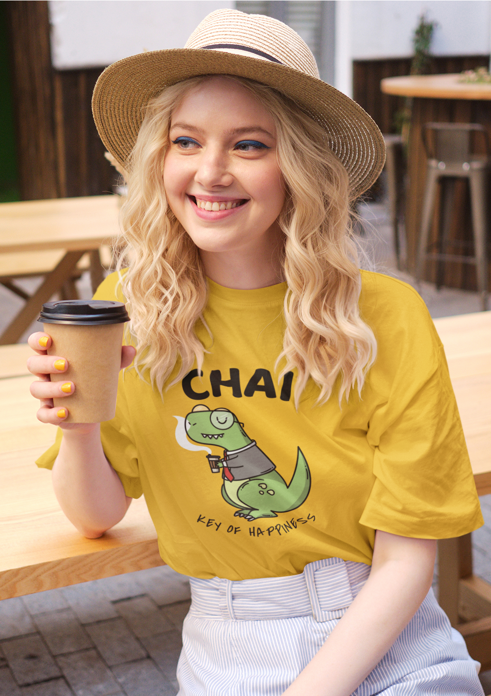 CHAI - KEY OF HAPPINESS : HALF-SLEEVE T-SHIRTS YELLOW