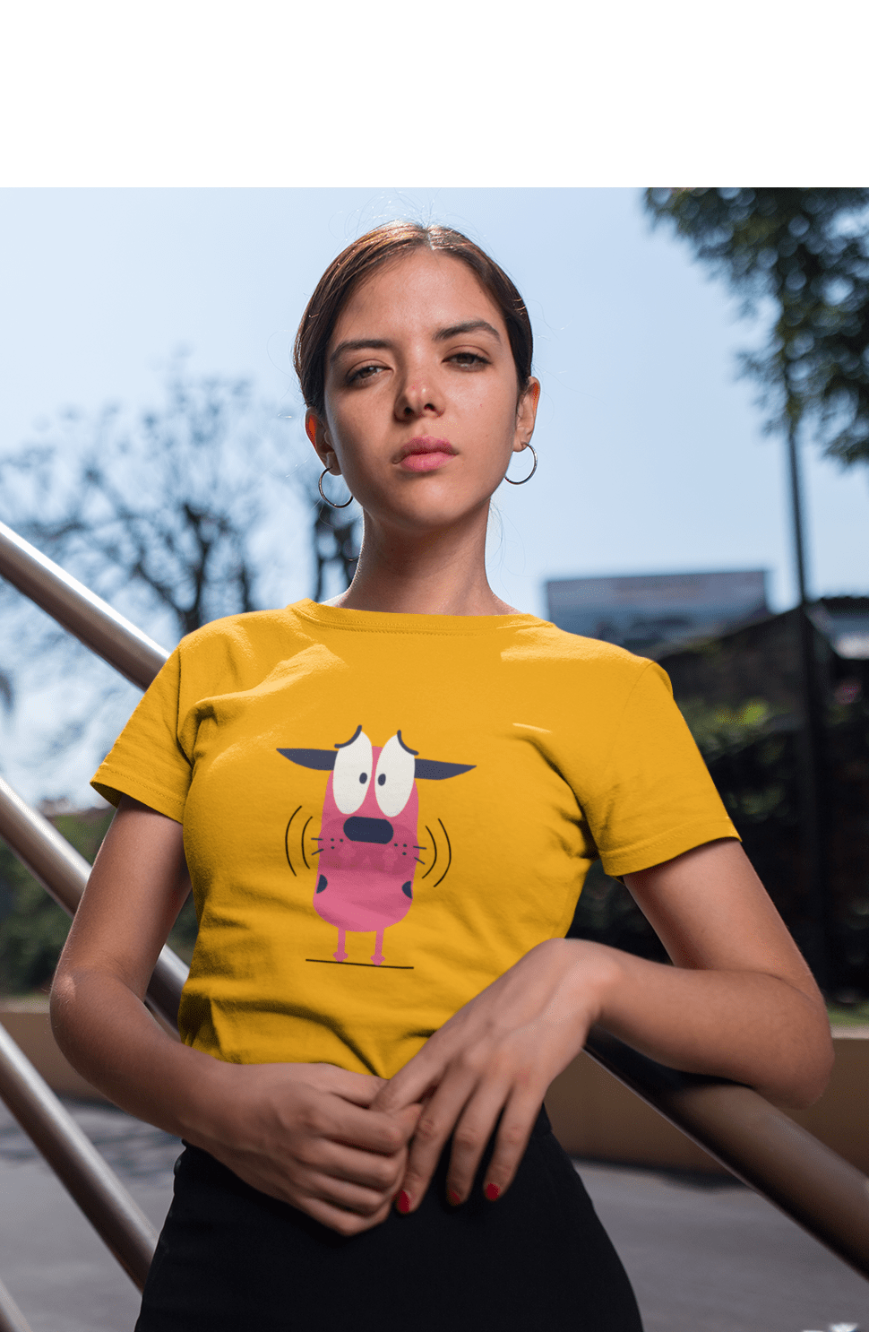 THE COWARDLY DOG - HALF SLEEVE T-SHIRTS YELLOW