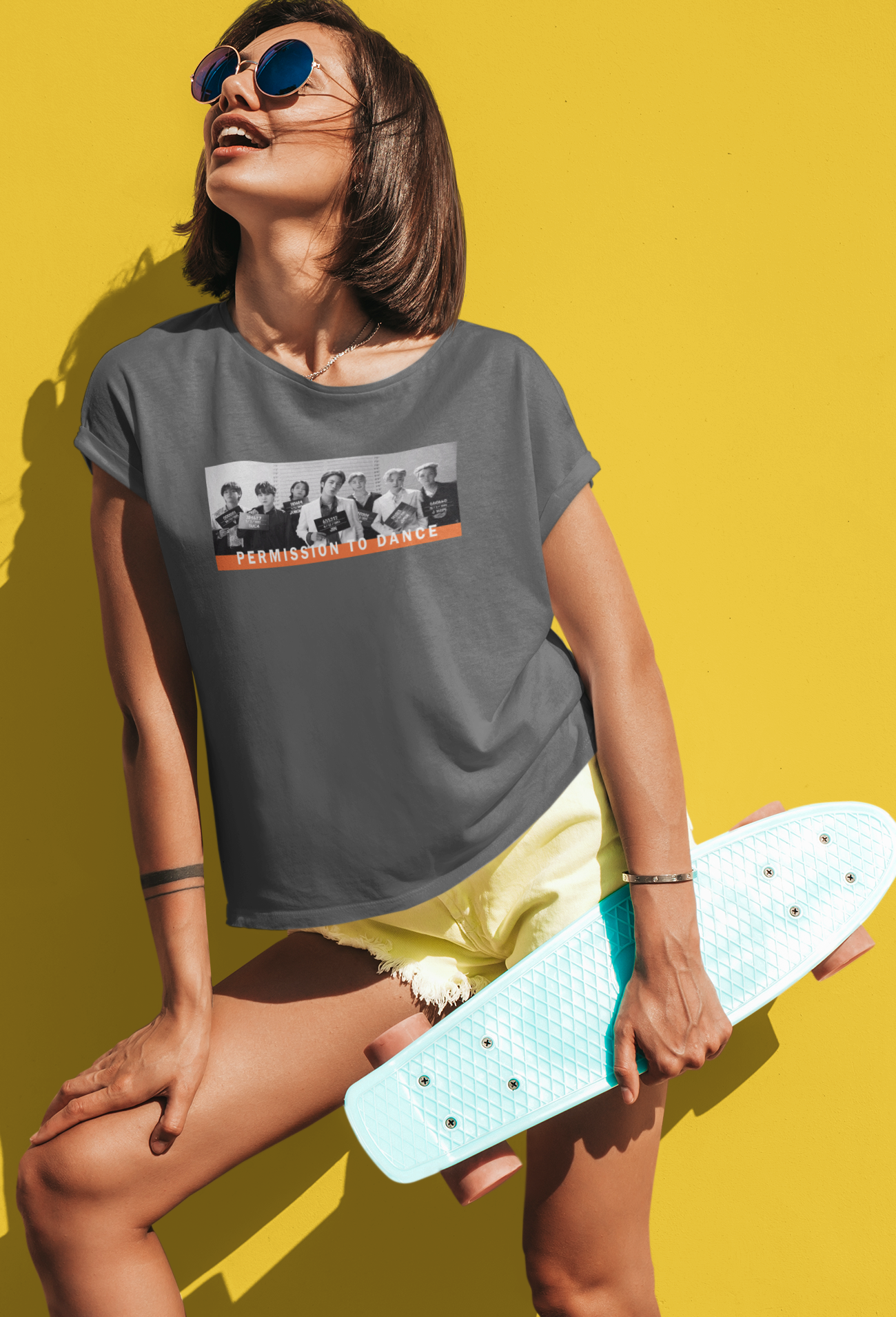 Permission To Dance : BTS-HALF-SLEEVE T-SHIRTS GREY